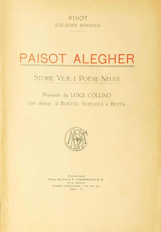 Paisot alegher. Storie Veje e Poësie Neuve - Giuseppe Bonaviri - copertina