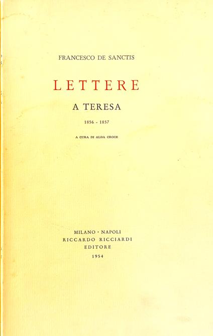 Lettere a Teresa. 1856 - 1857 - Francesco De Sanctis - copertina