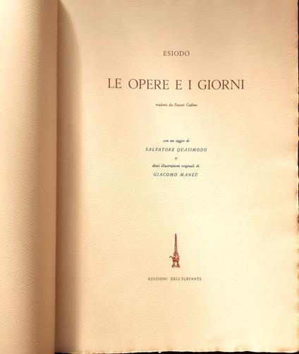 Le opere e i giorni - Esiodo - copertina