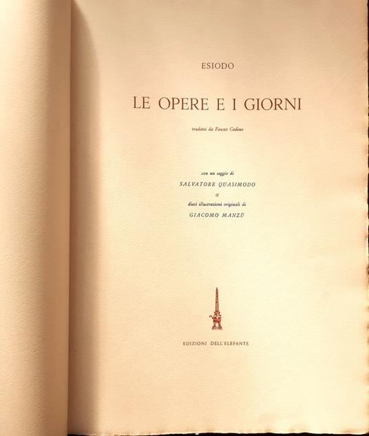 Le opere e i giorni - Esiodo - copertina