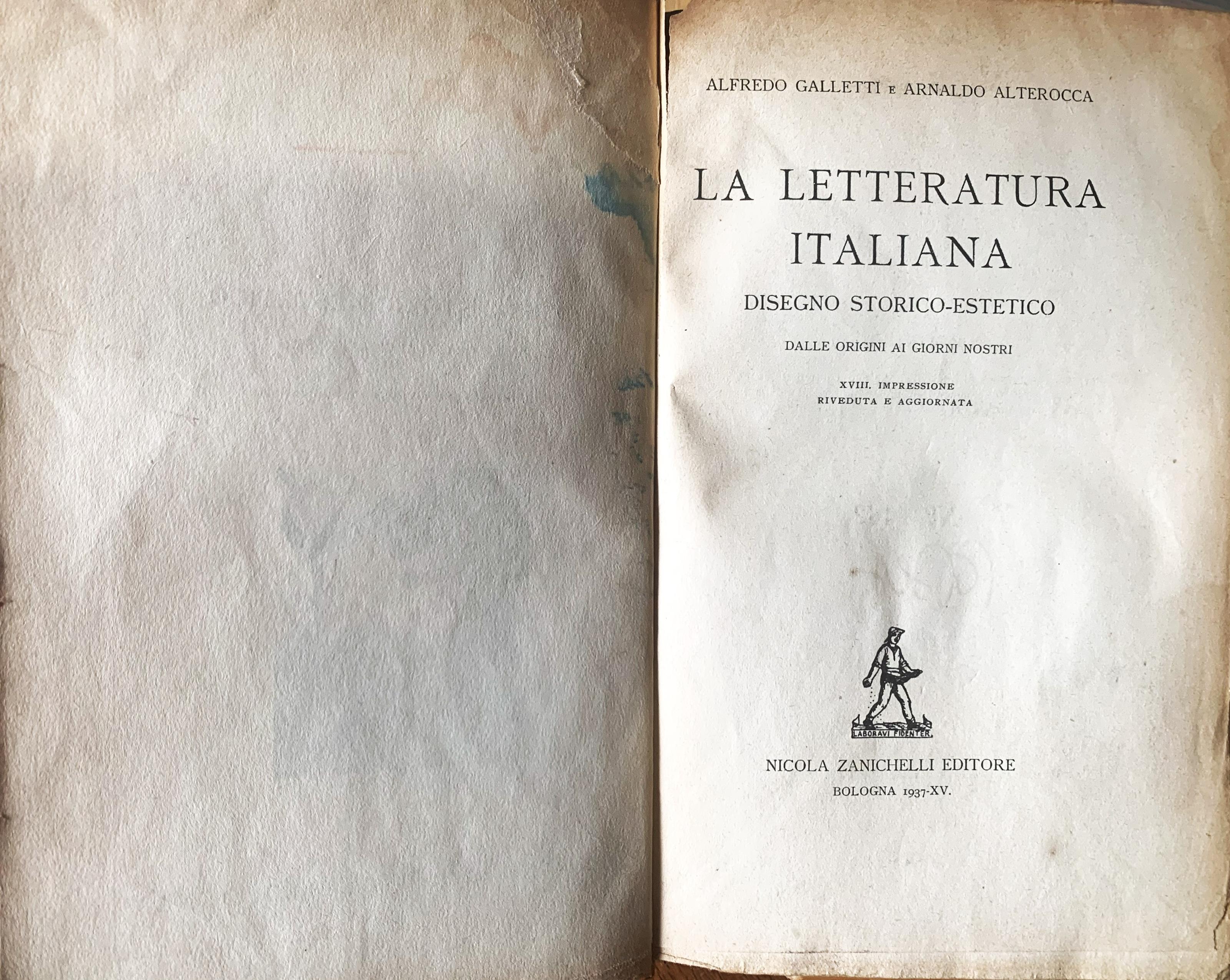 La letteratura italiana. Disegno storico-estetico dalle origini ai giorni nostri