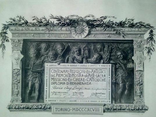 Diploma di Benemerenza Mostra Arte Sacra Torino 1898 - copertina