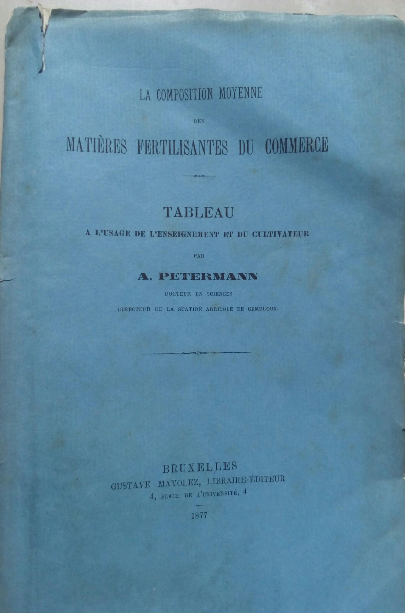 Matières fertilisantes in commerce Tableau de l'enseignement et du cultivateur 1877
