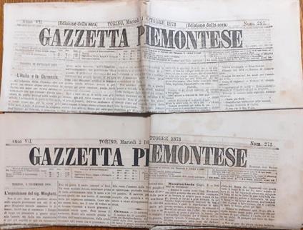 Gazzetta Piemontese quotidiano 7 numeri del 1873 - copertina