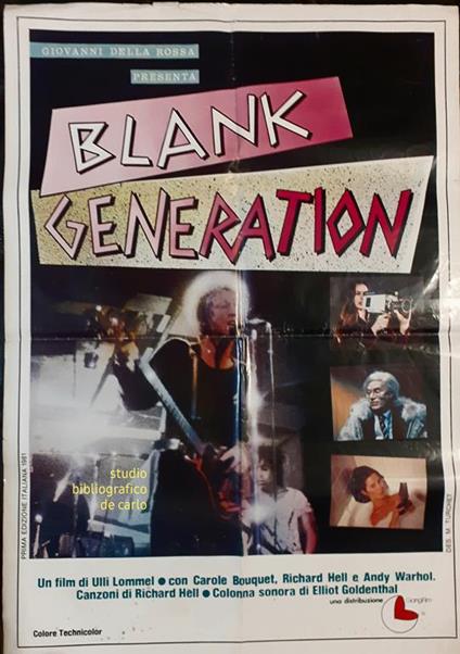 Poster Blank Generation Andy Warhol Richard Hell & The Voidoids al CBGB - copertina