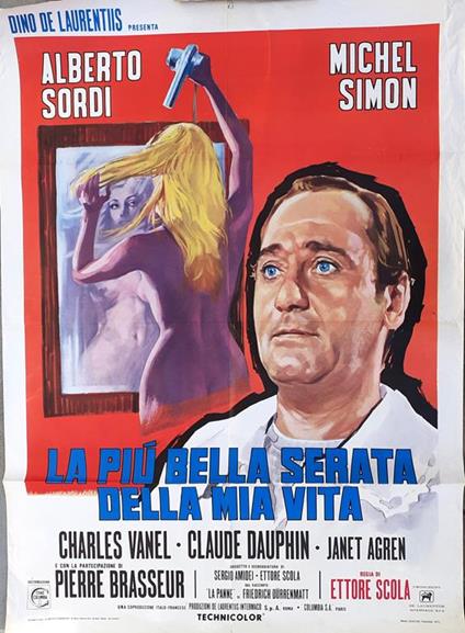 Ettore Scola Manifesto Film " La più bella serata della mia vita" 1972 - copertina