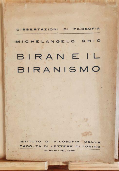 Biran e il Biranismo Ist. di Filosofia della Facoltà di lettere di Torino 1947 - copertina