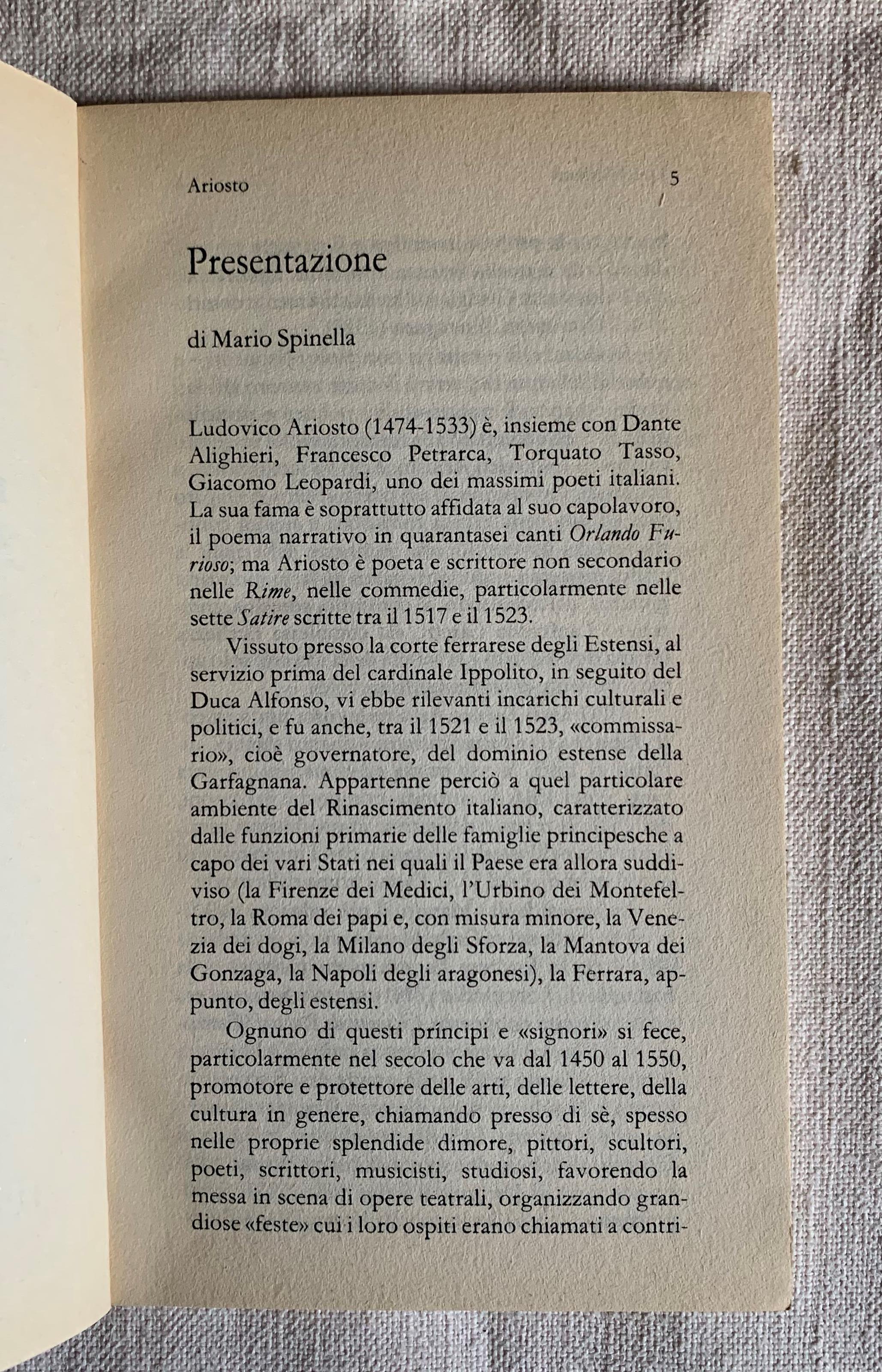 I poeti italiani /4 Ludovico Ariosto