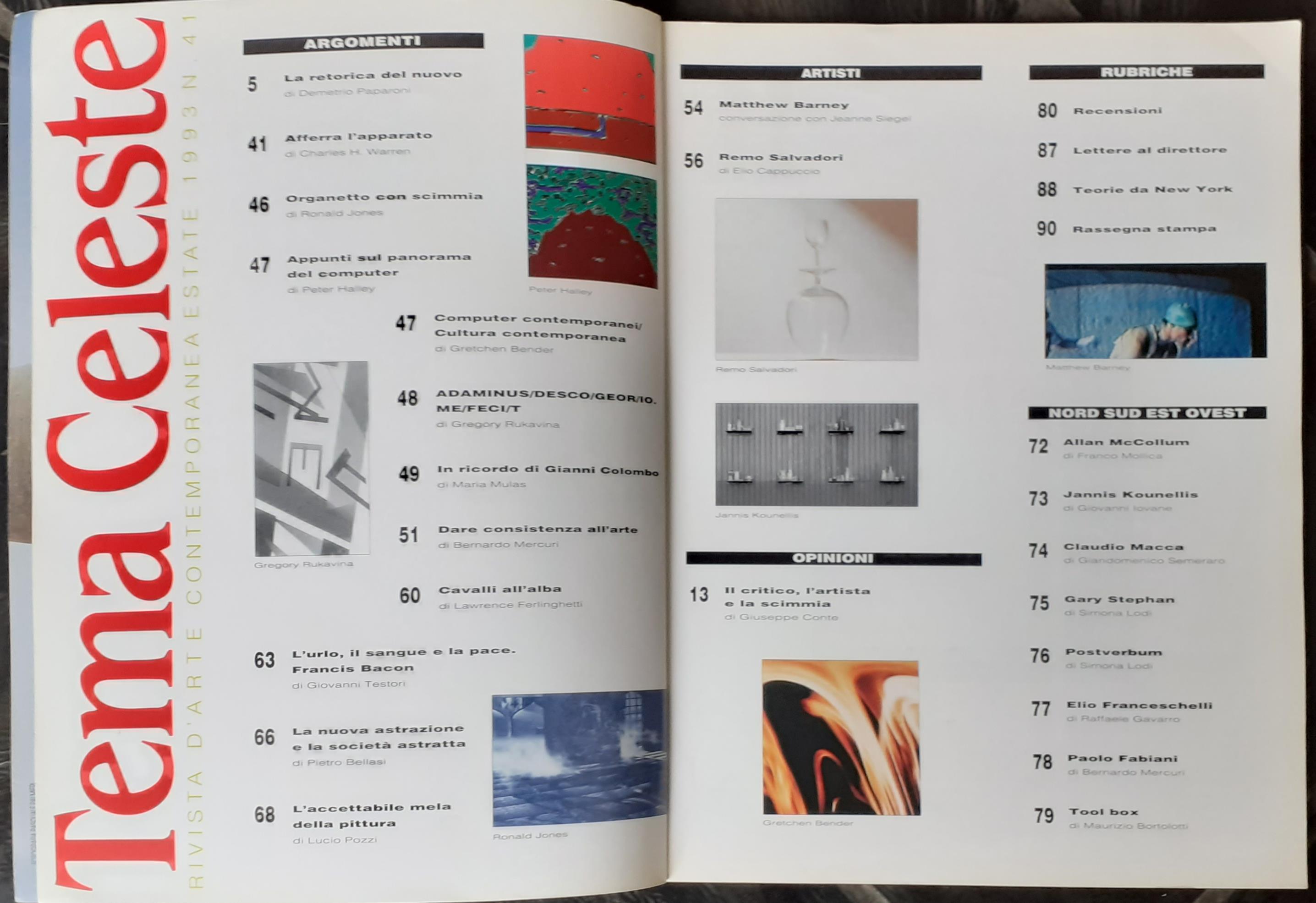 Tema Celeste rivista d'Arte contemporanea Estate 1993 n°41