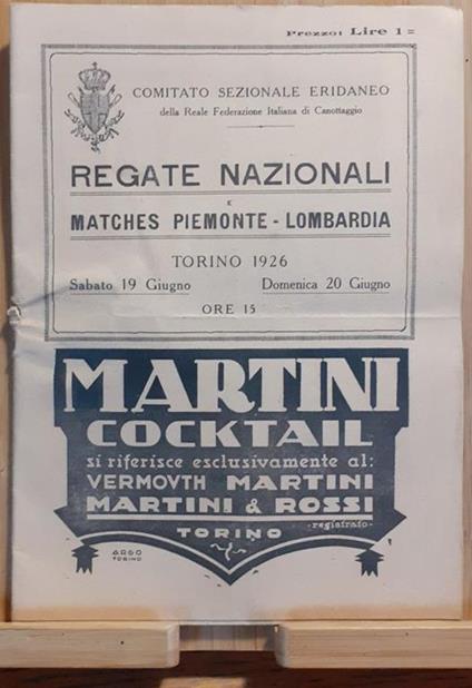 Programma Regate Nazionali e Matches Piemonte-Lombardia 1926 Torino - copertina