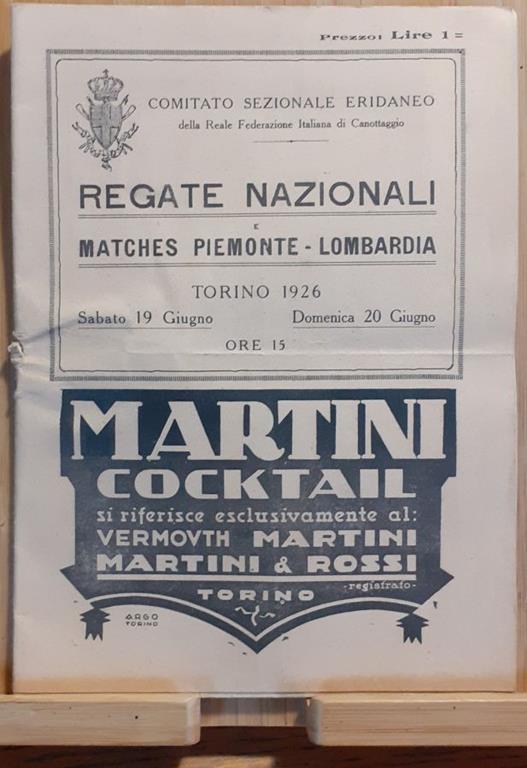 Programma Regate Nazionali e Matches Piemonte-Lombardia 1926 Torino - copertina