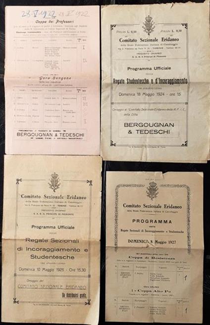 Quattro Programmi Canottaggio Torinese 1922/24/25/37 - copertina
