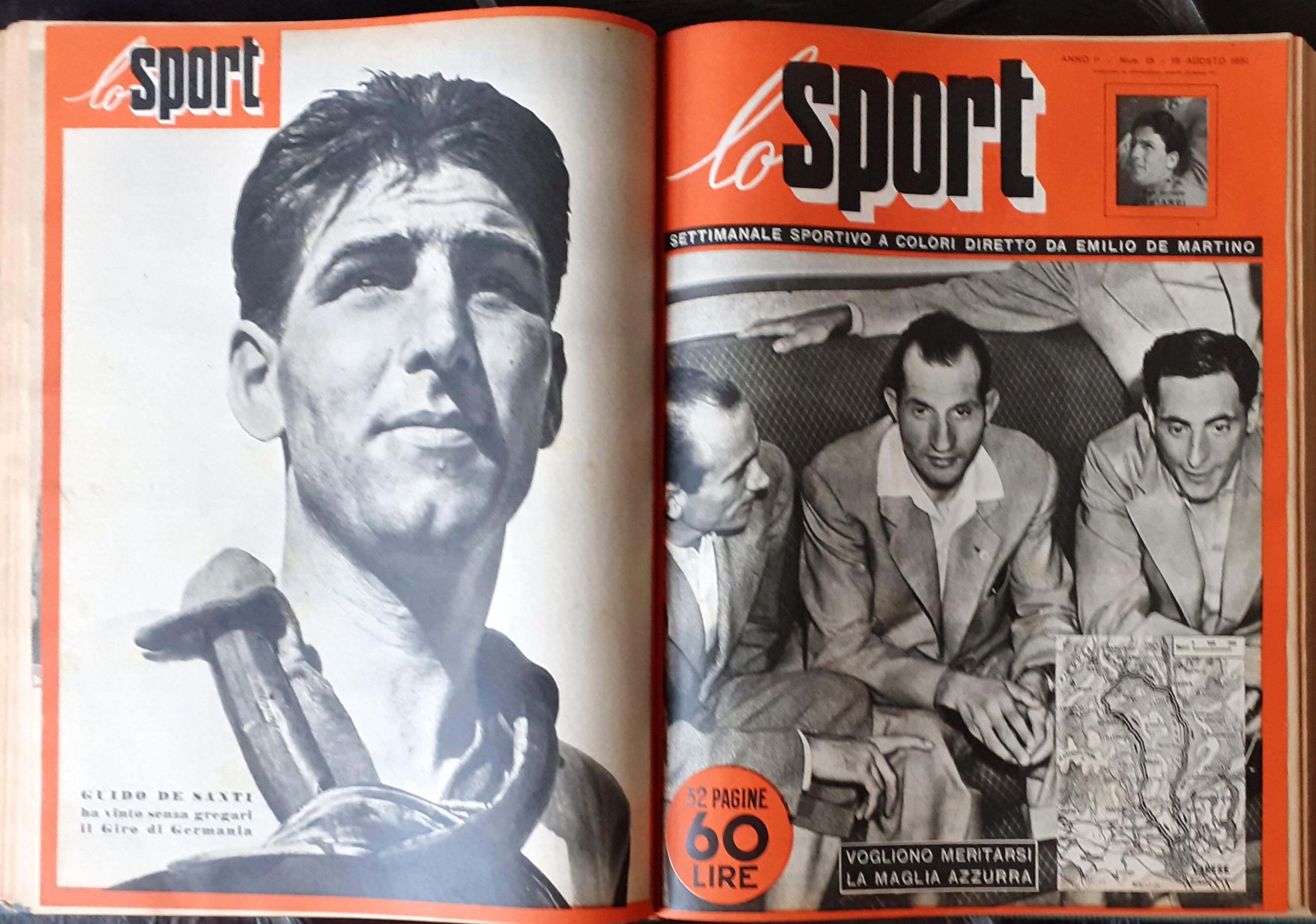 Annata n° 1 completa della rivista settimanale lo Sport 1951 rilegata