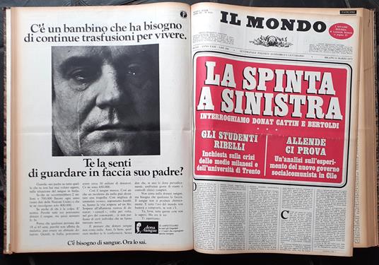 Il MONDO settimanale di Arrigo Benedetti nuova serie - rilegato gennaio-giugno 1971 - copertina