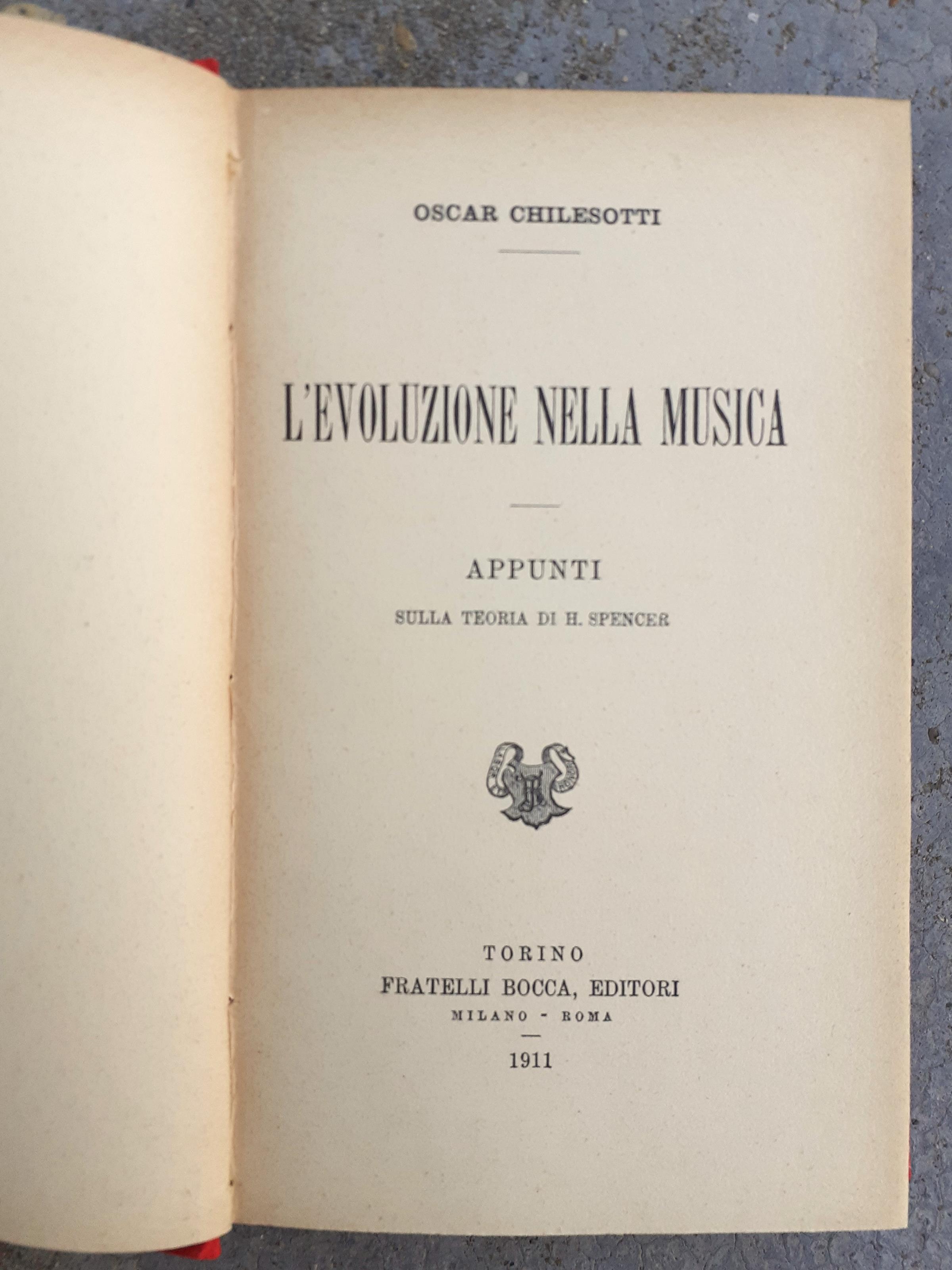 L' evoluzione della musica Fr.lli Bocca Editori 1911