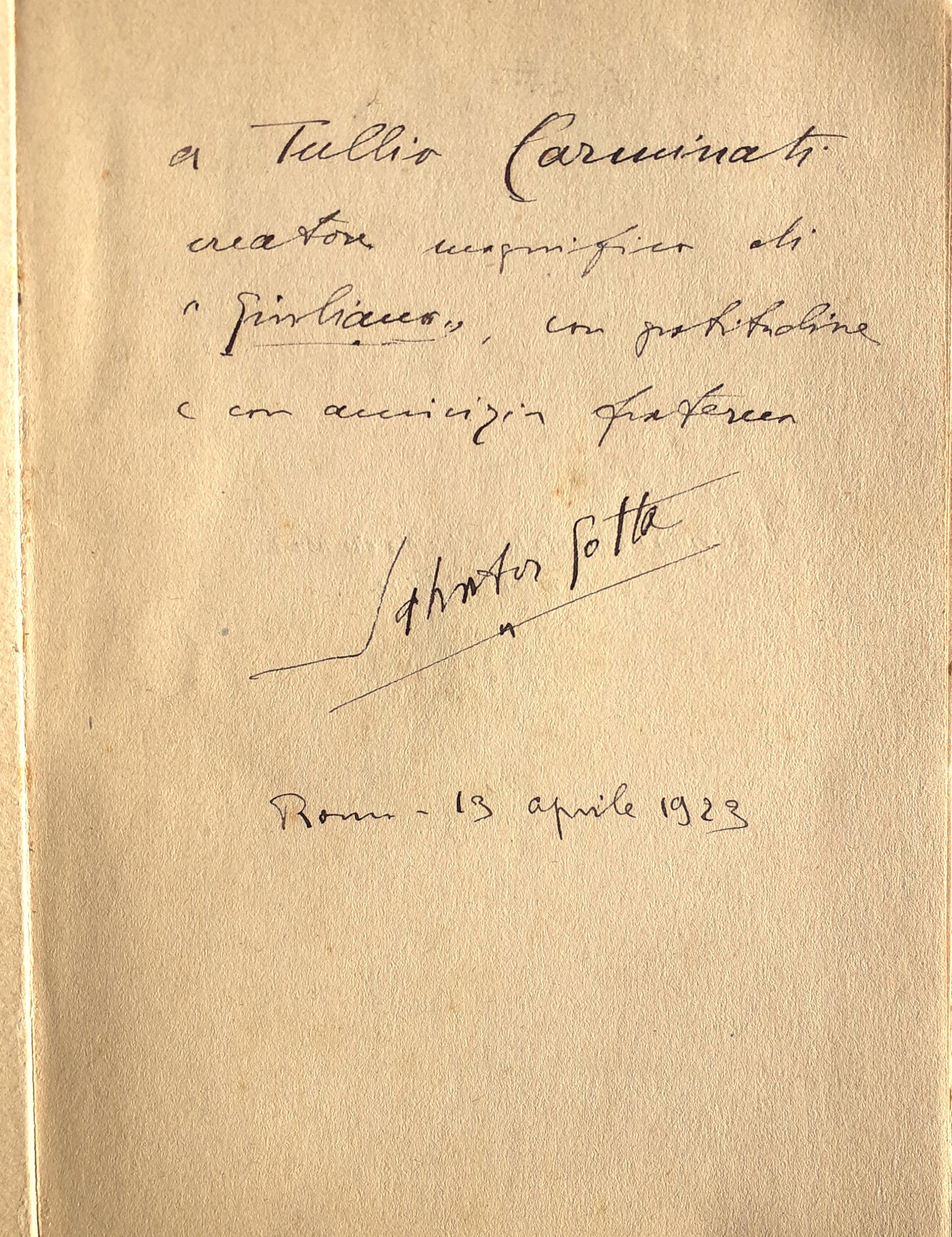 Lontananze dramma in tre atti con dedica autografa 1923
