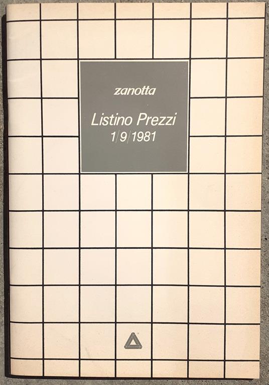 Design Zanotta Catalogo listino prezzi 1981 - copertina