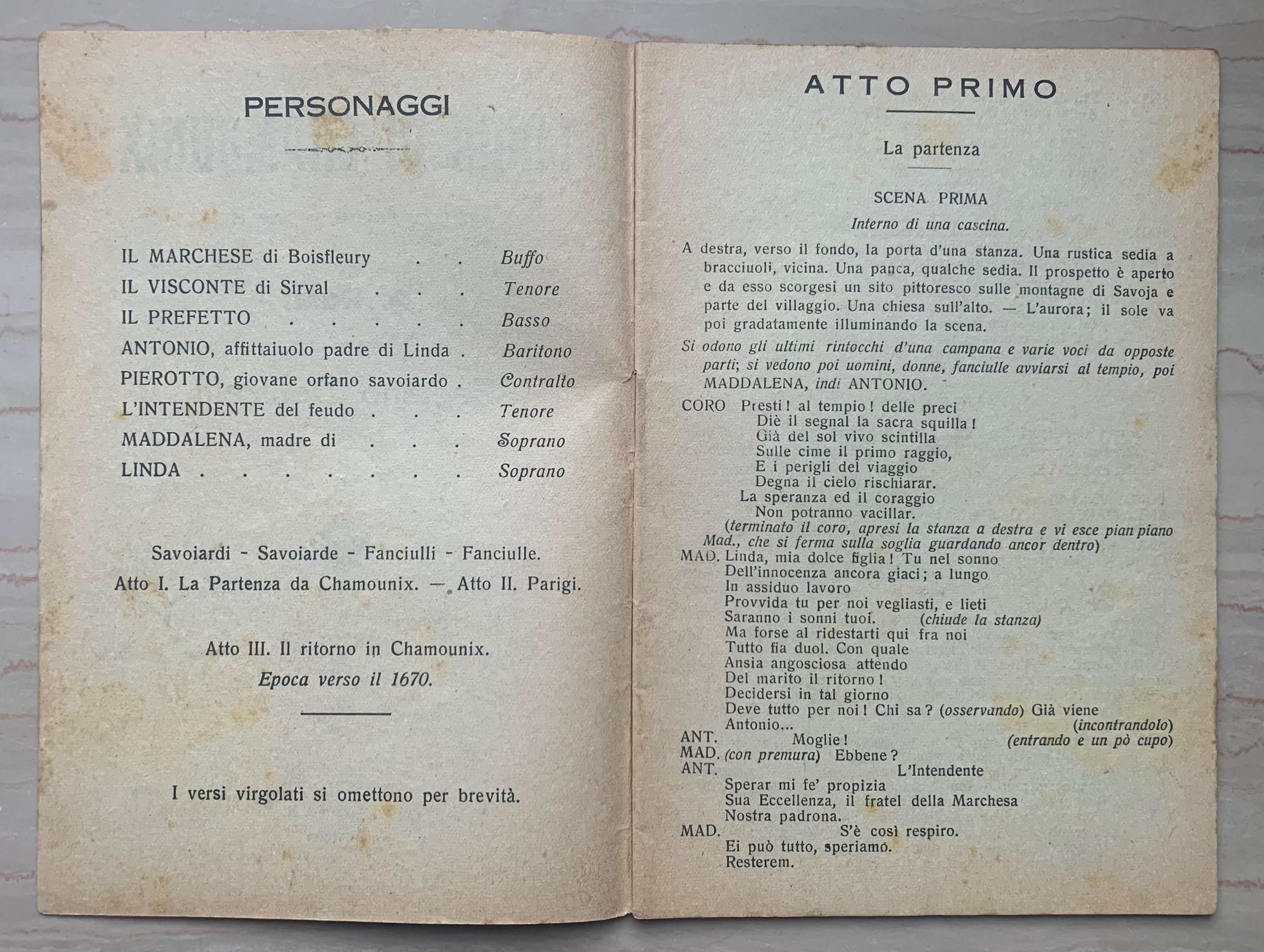 Linda di Chamonix. Melodramma in tre Atti di G. Rossi