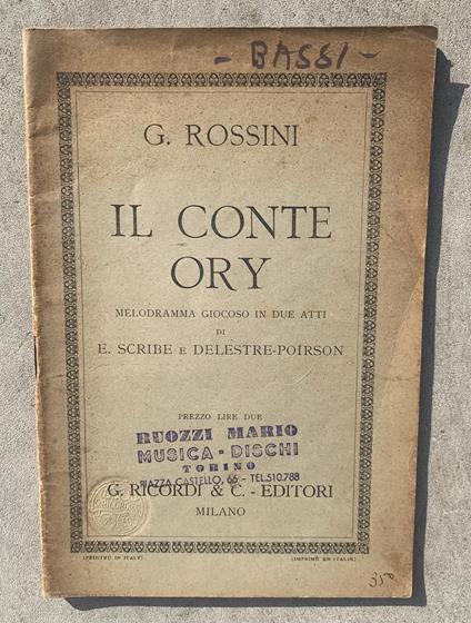 Il Conte Ory. Melodramma giocoso in due atti - copertina