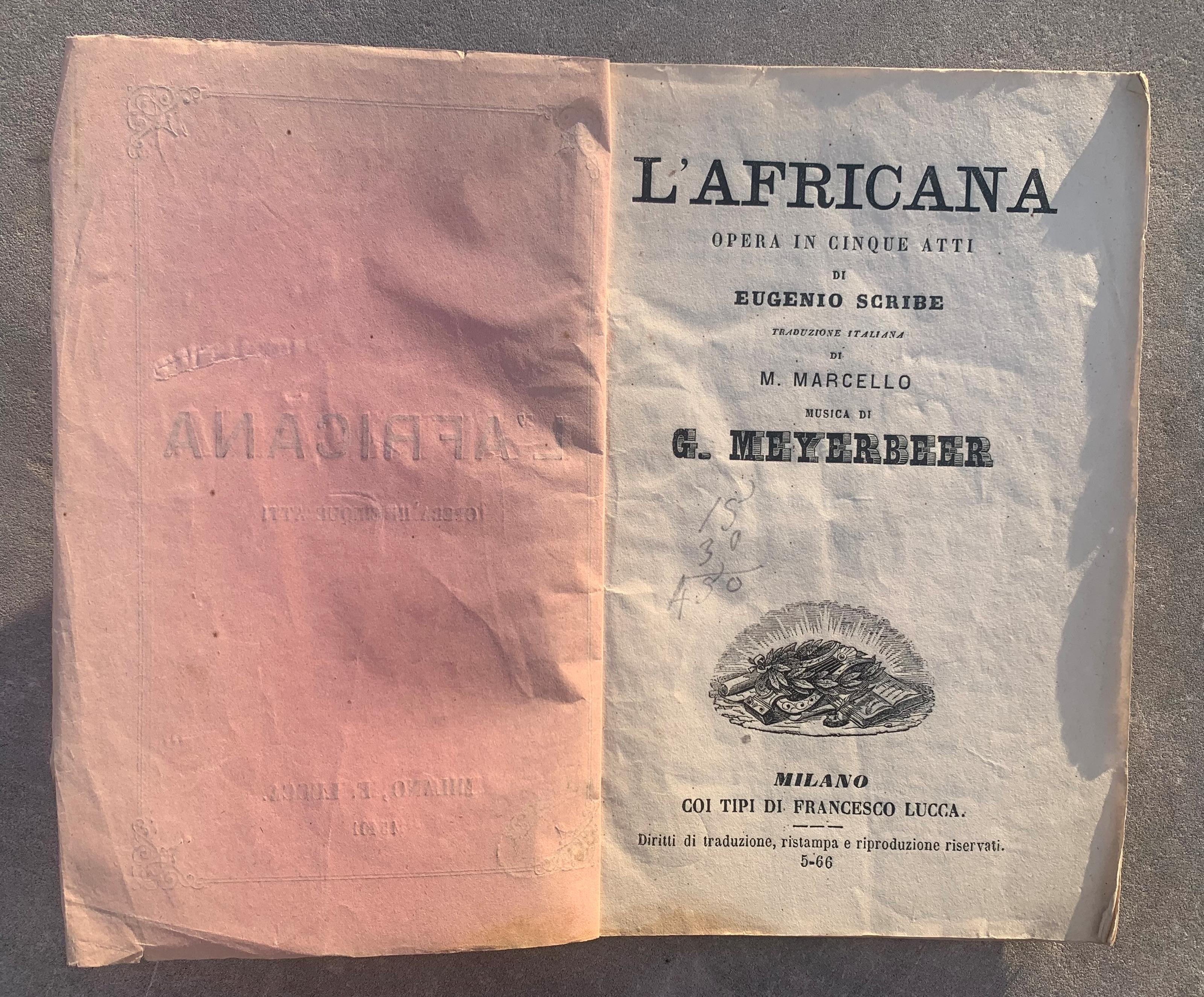 L' Africana. Opera in cinque atti