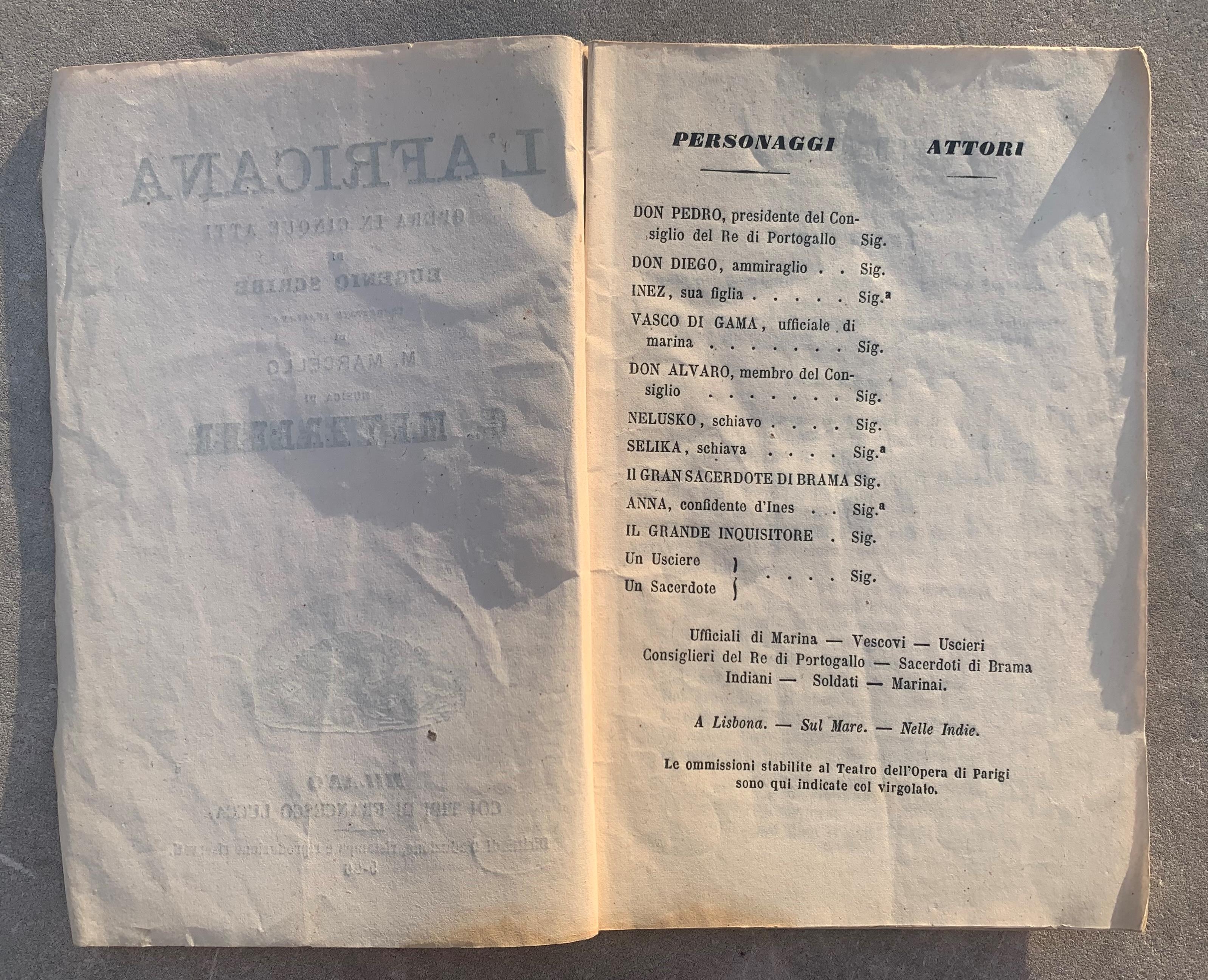 L' Africana. Opera in cinque atti