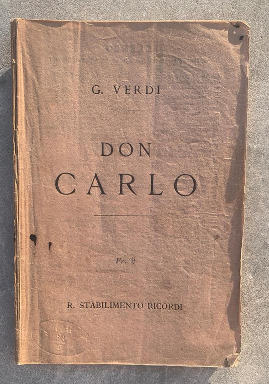 Don Carlo. Opera in cinque atti - copertina