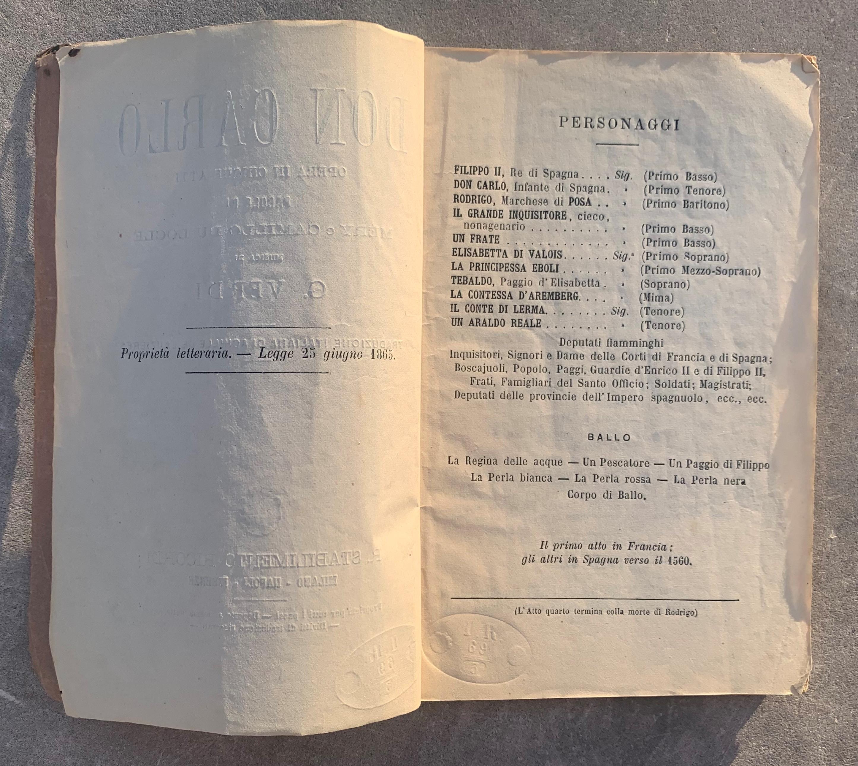 Don Carlo. Opera in cinque atti