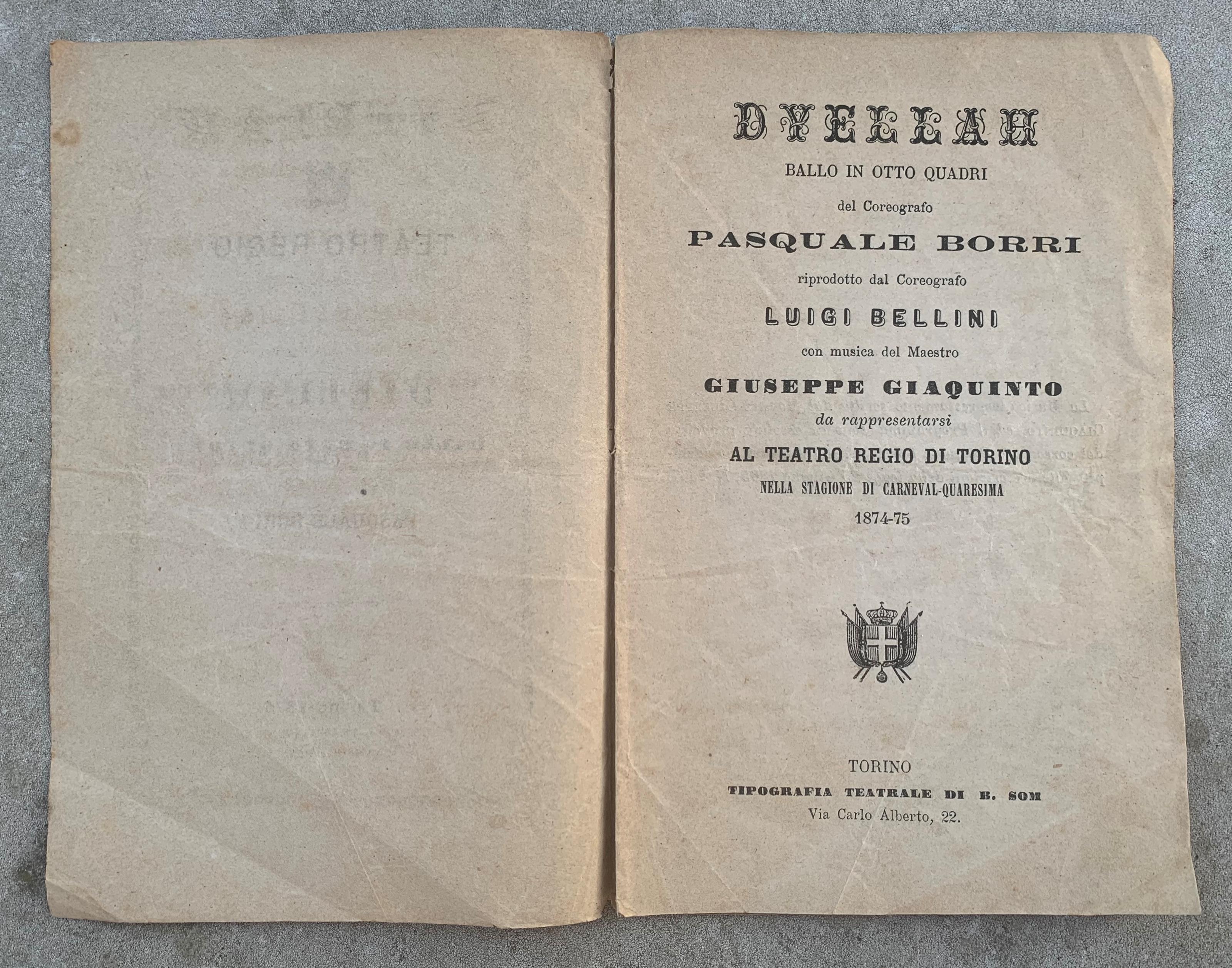 Dyellah. Ballo in otto quadri da rappresentarsi al Teatro Regio di Torino nella Stagione di Carnevale-Quaresima 1874-75