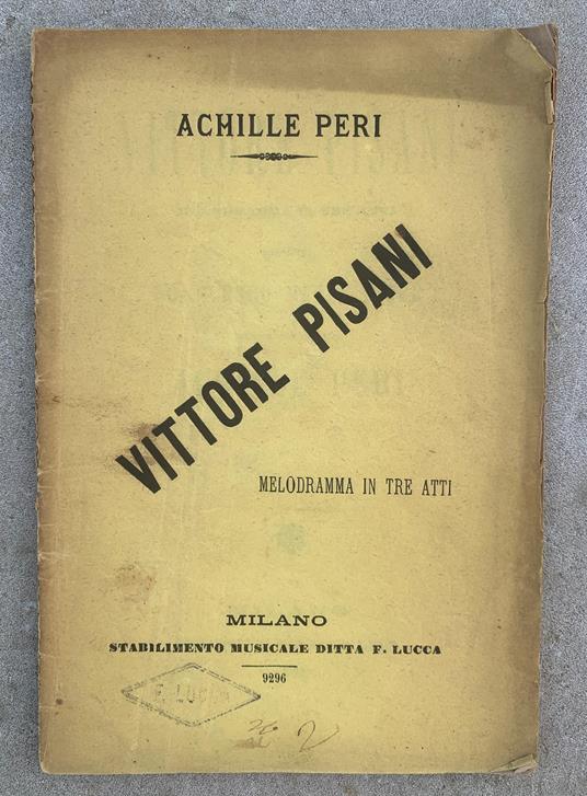 Vittore Pisani. Melodramma in tre atti - copertina