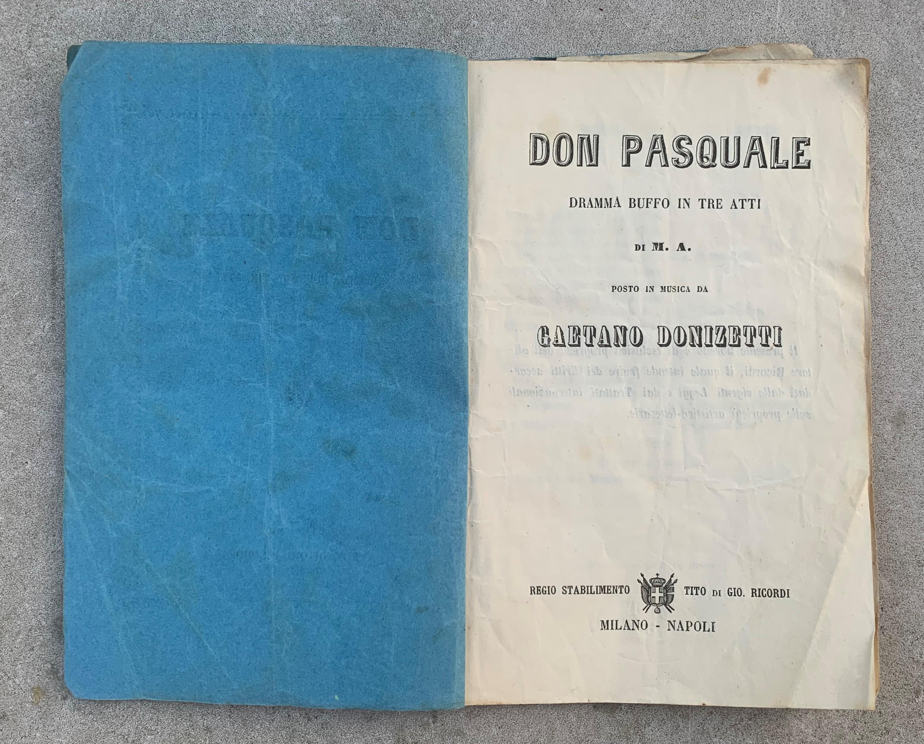 Don Pasquale. Dramma buffo in tre atti