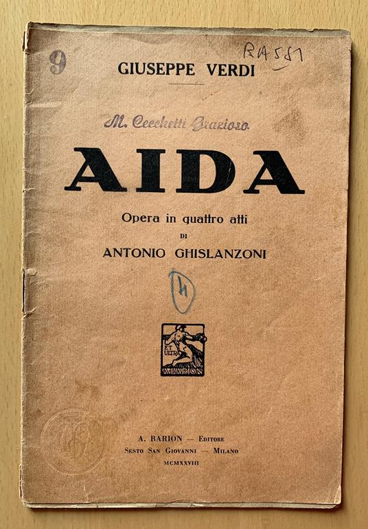 Aida. Opera in quattro atti - copertina