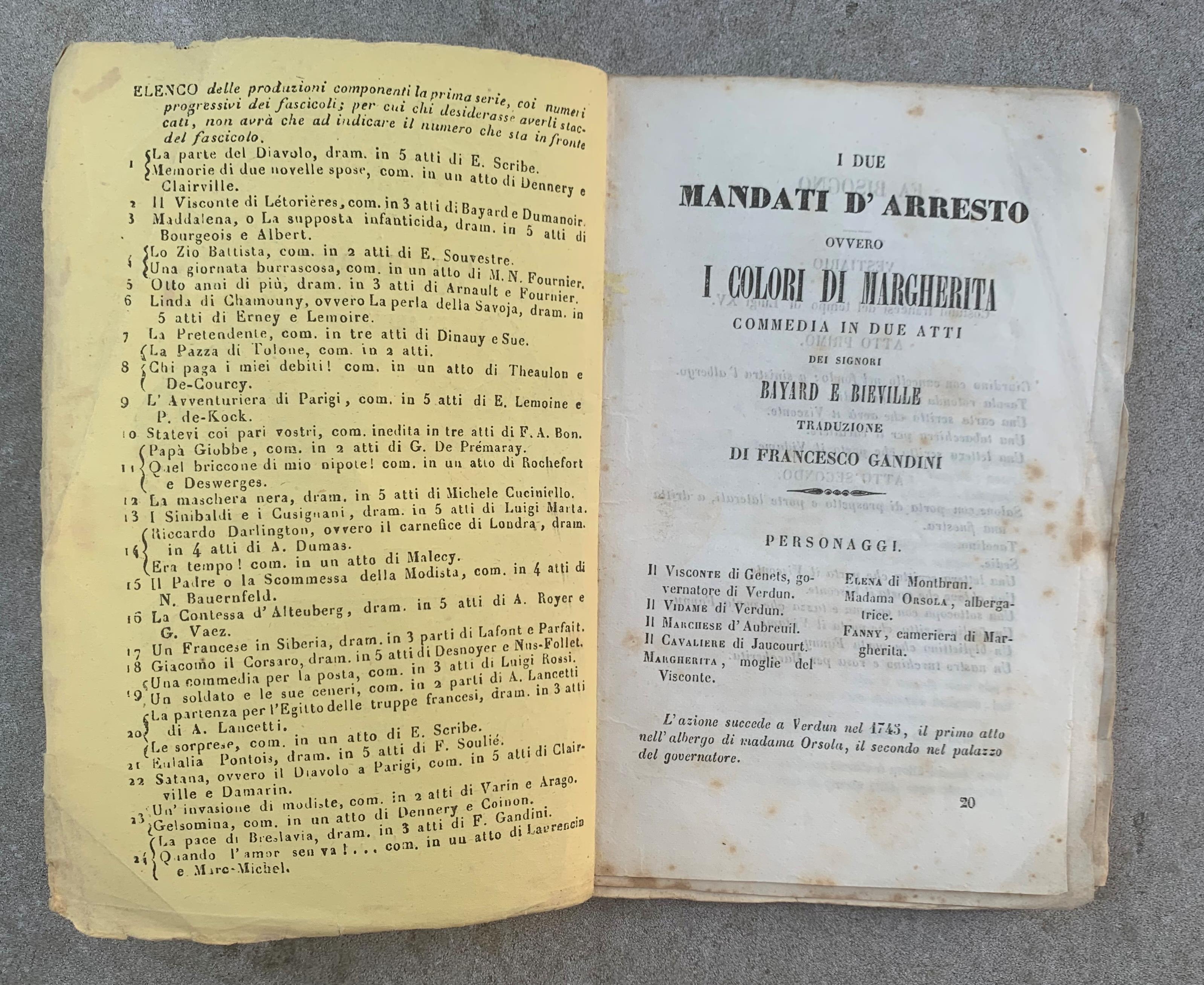 I due mandati d'arresto ovvero I colori di Margherita. Commedia in due atti