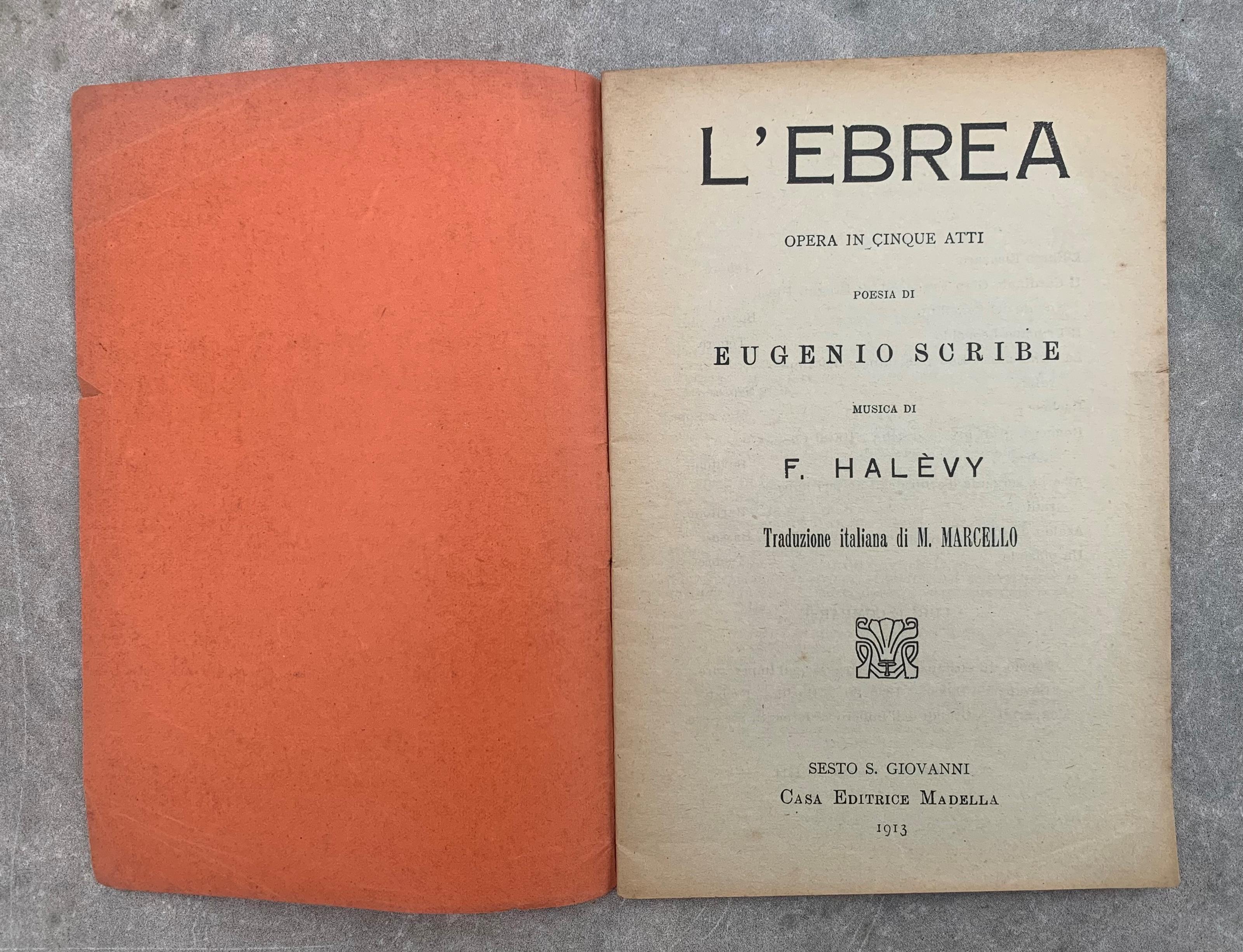 L' ebrea. Opera in cinque atti