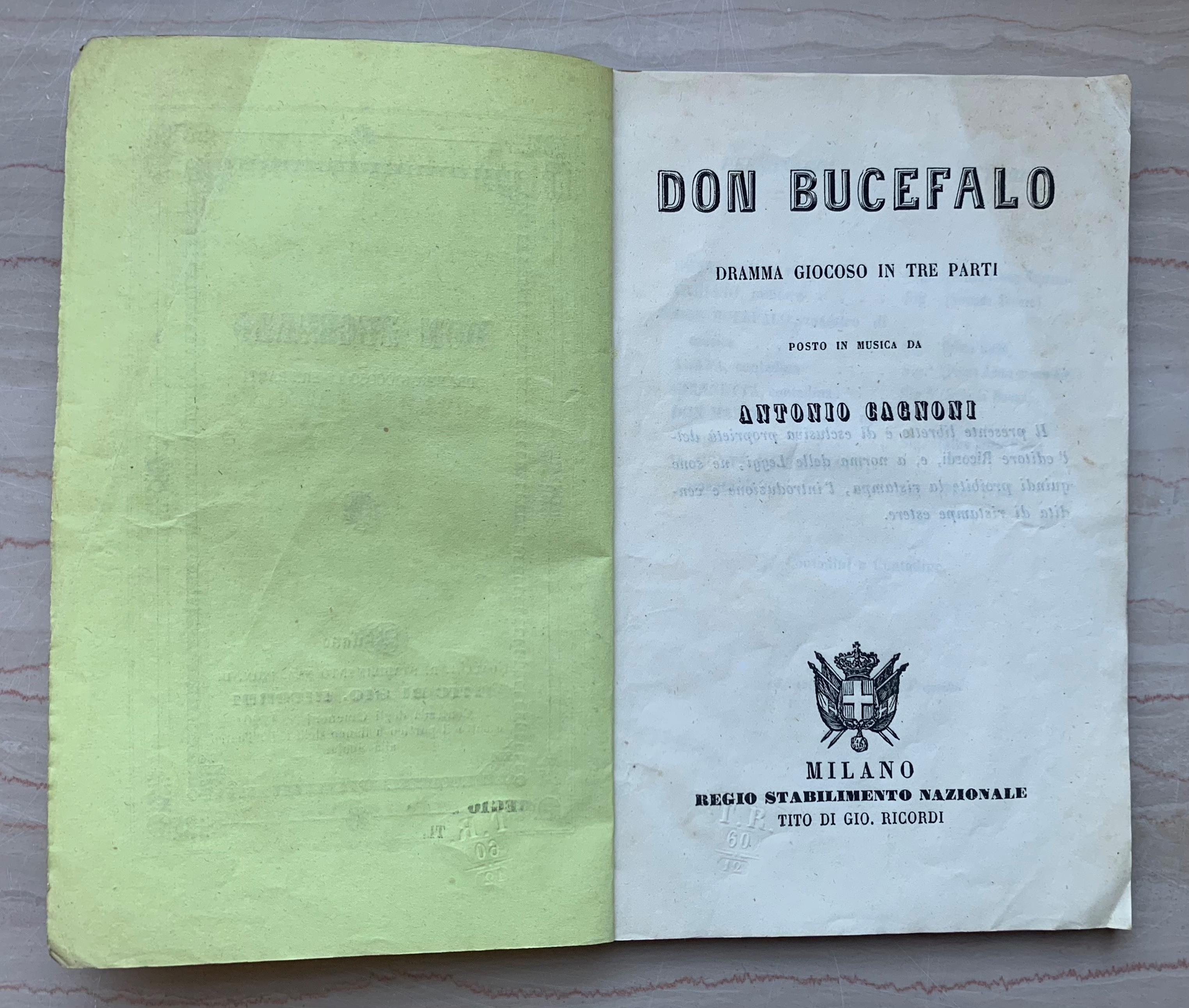 Don Bucefalo. Dramma giocoso in tre parti