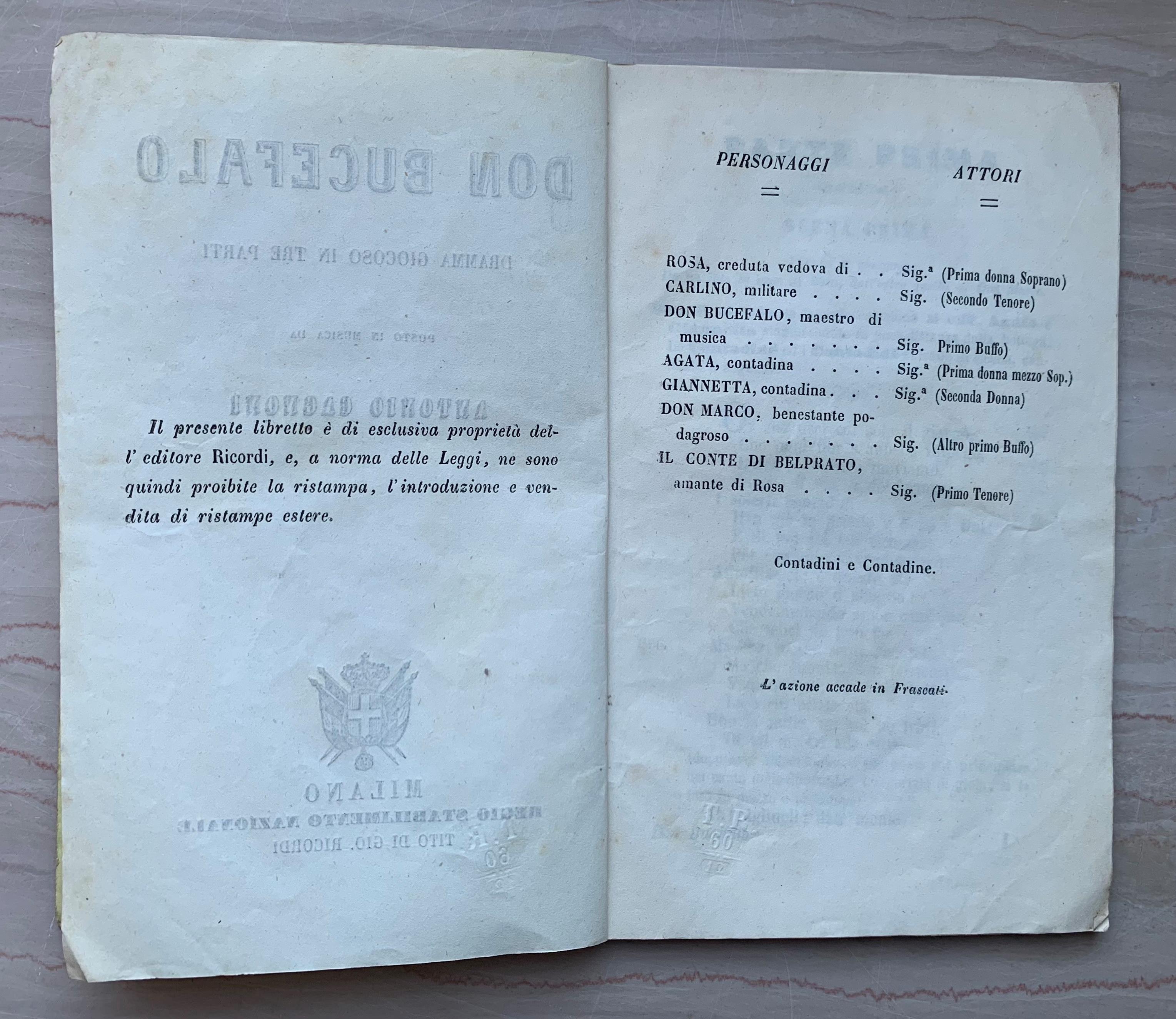 Don Bucefalo. Dramma giocoso in tre parti