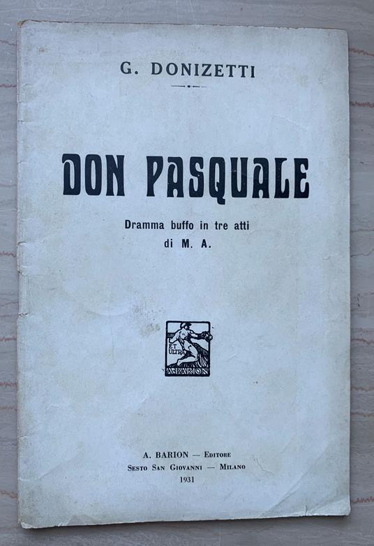 Don Pasquale. Dramma buffo in tre atti - copertina