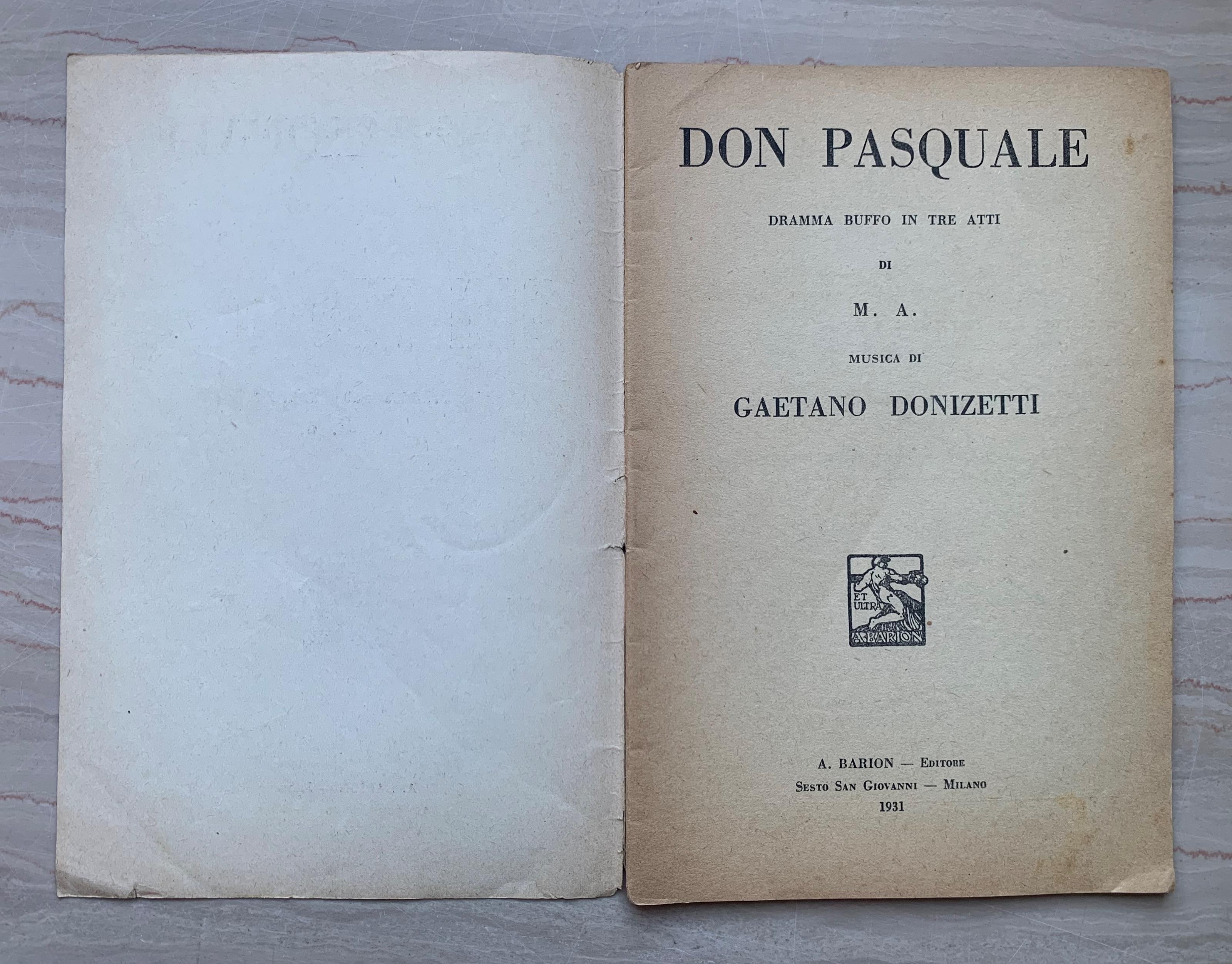 Don Pasquale. Dramma buffo in tre atti
