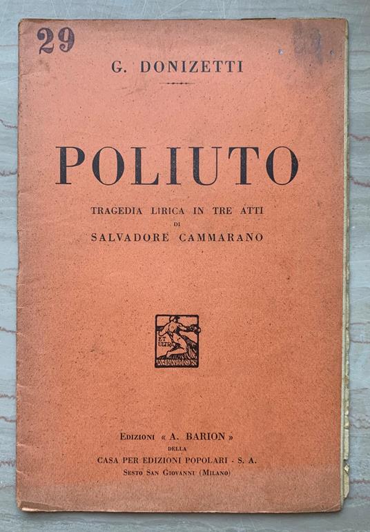 Poliuto. Tragedia lirica in tre atti - copertina