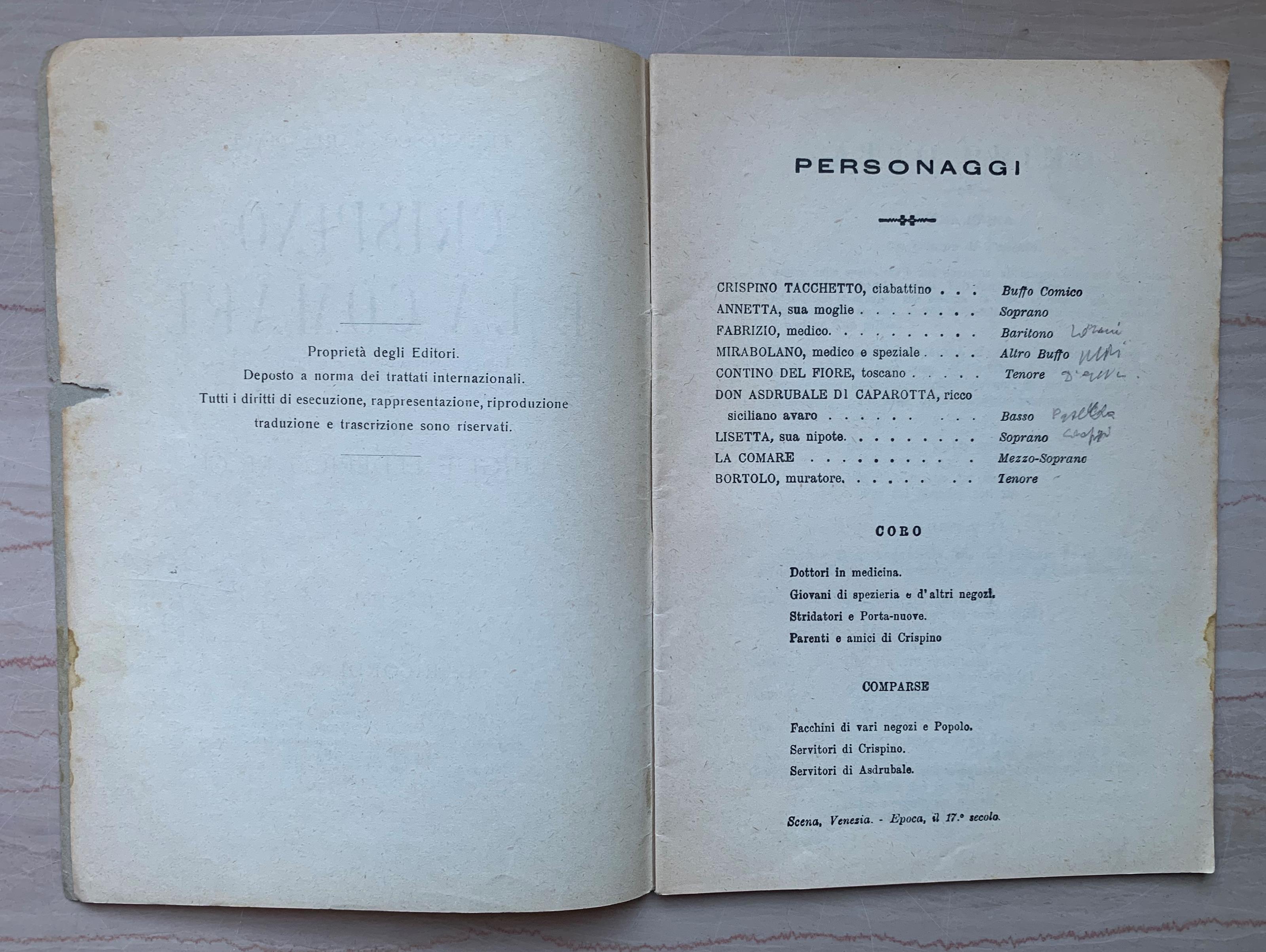 Crispino e la Comare. Libretto fantastico giocoso in tre Atti