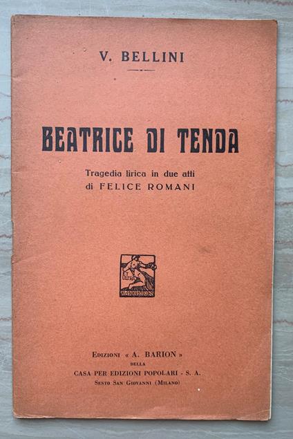 Beatrice di Tenda. Tragedia lirica in due atti - copertina