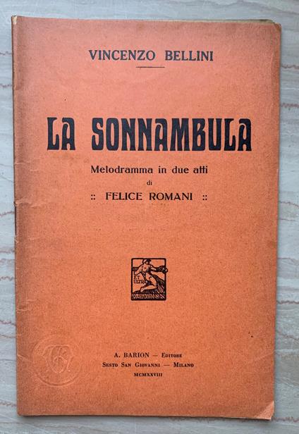 La sonnambula. Melodramma in due atti - copertina