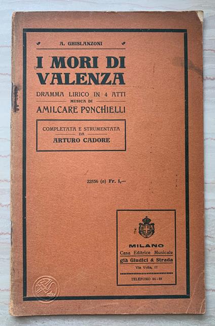 I Mori di Valenza. Dramma lirico in 4 atti - copertina