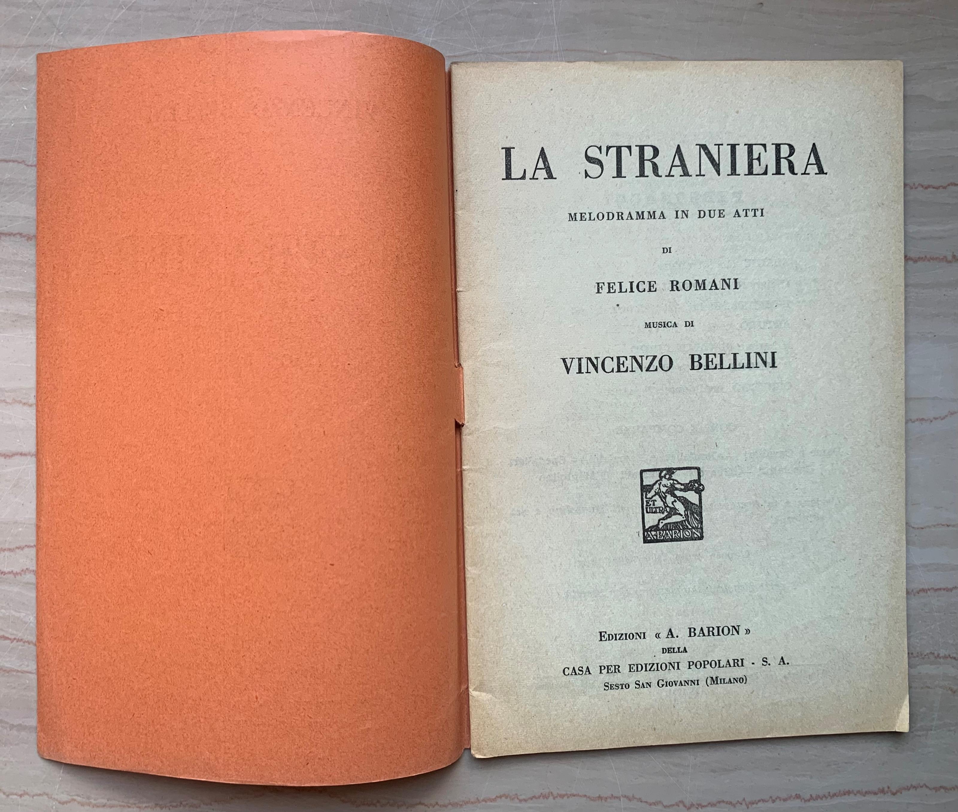 La straniera. Melodramma in due atti