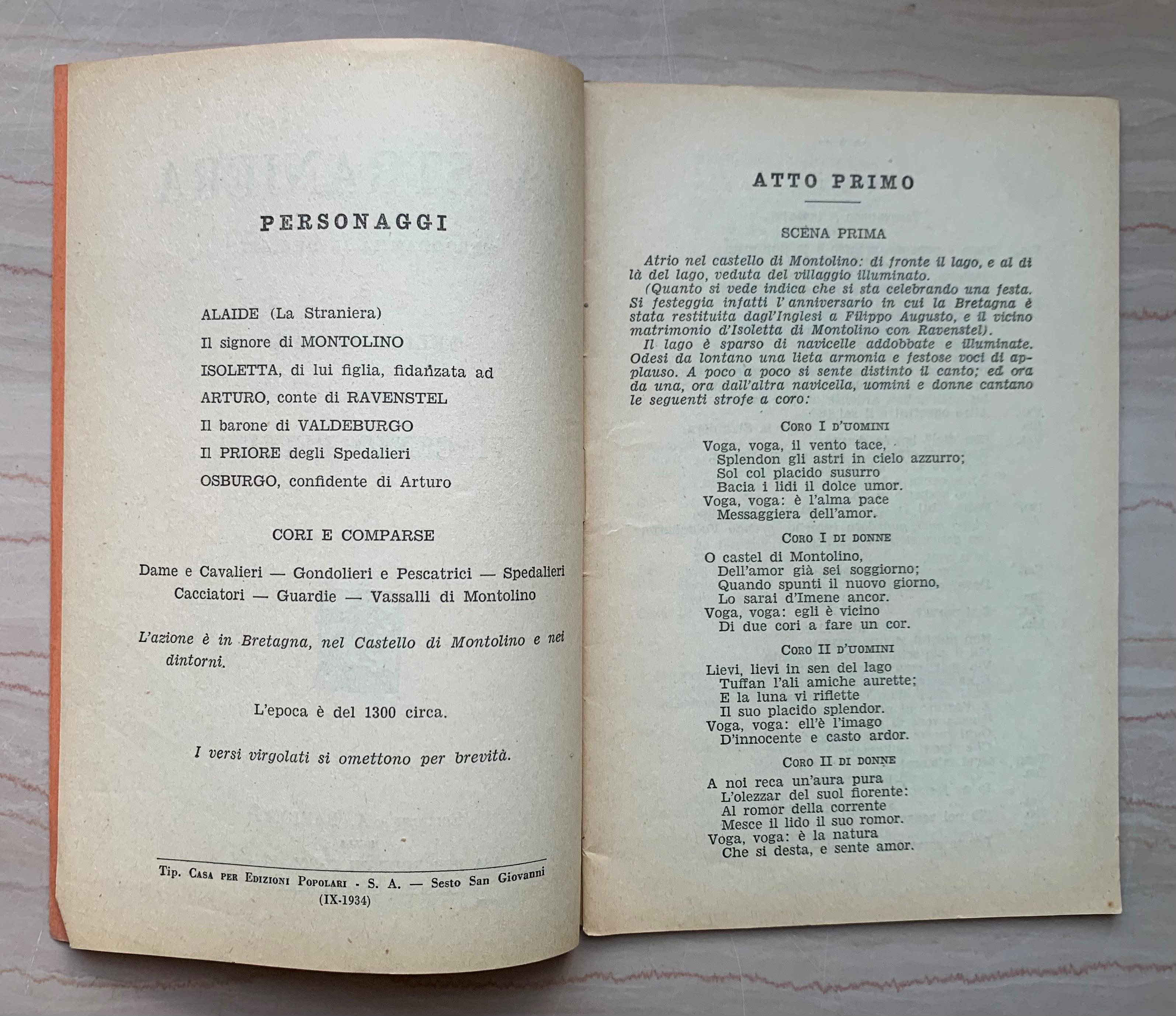 La straniera. Melodramma in due atti