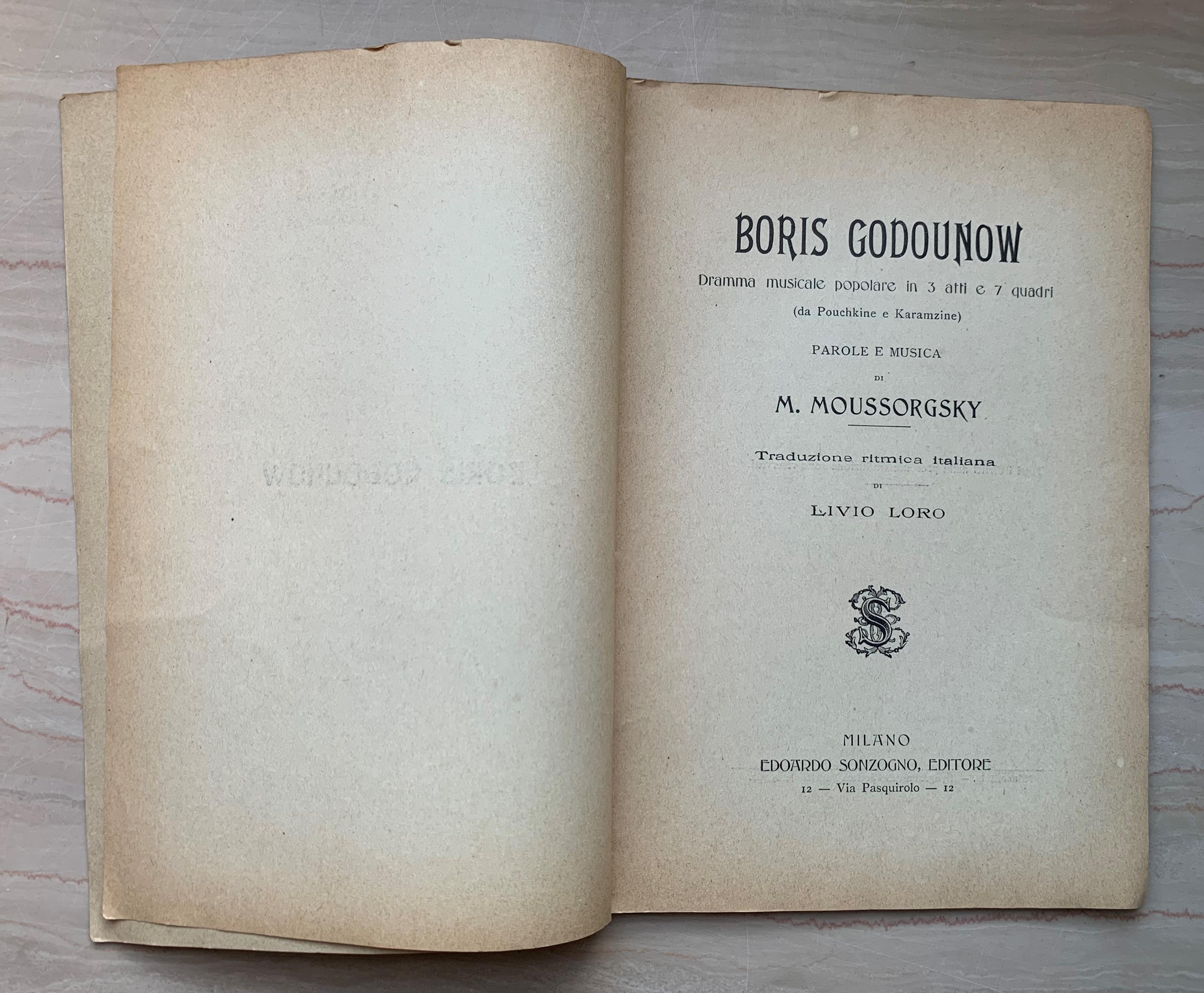 Boris Godounow. Dramma musicale popolare in 3 atti e 7 quadri (da Pouchine e Karamzine)