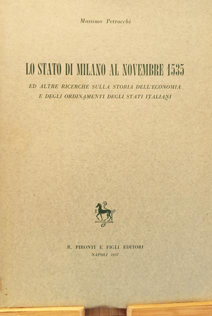 Lo Stato di Milano al novembre 1535 - Massimo Petrocchi - copertina