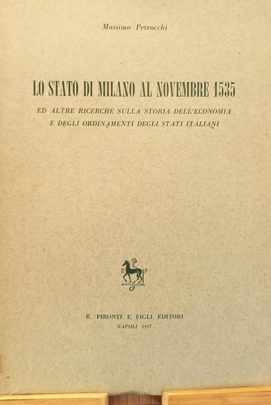 Lo Stato di Milano al novembre 1535 - Massimo Petrocchi - copertina