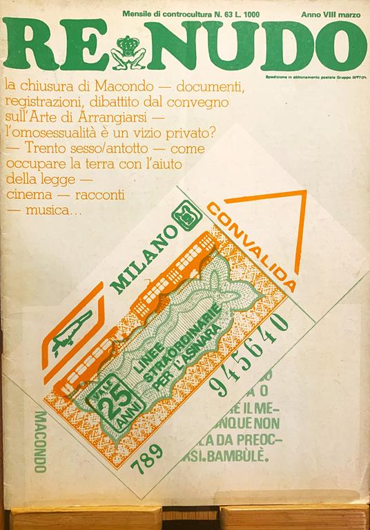 Re nudo rivista n° 63 Marzo 1978 - copertina