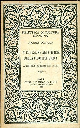 Introduzione alla storia della filosofia greca - Michele Losacco - copertina