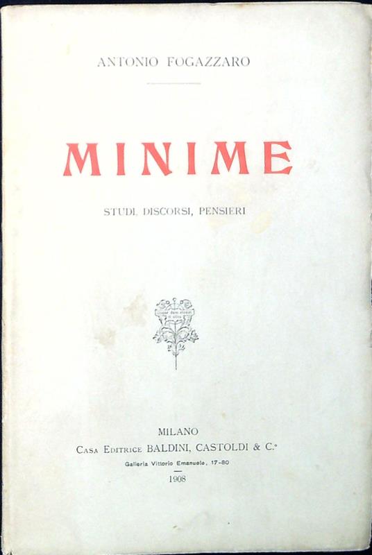 Minime Studi, Discorsi, Pensieri - Antonio Fogazzaro - copertina